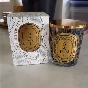 Jar Only - Diptyque Sapin Candle with Gold and Black Design